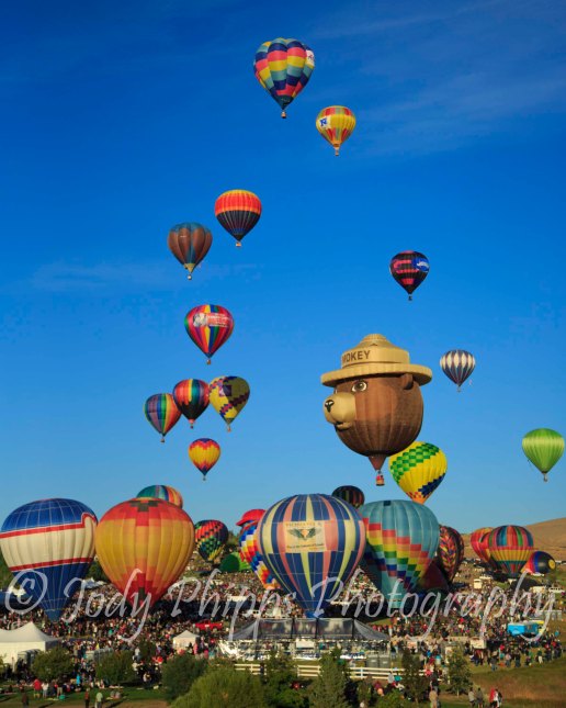 Close to 100 balloons take to the skies above Reno in the 2012 Great Reno Balloon Race.