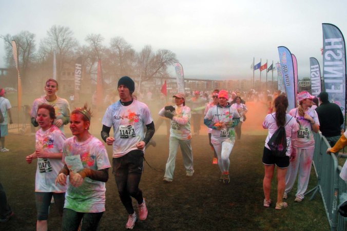 Not dyed enough?  Don't worry, that's taken care of just before you cross the finish line.